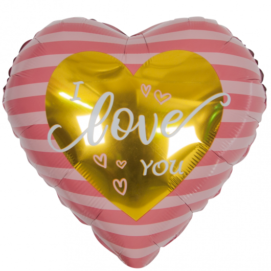 Купить Шар Я Люблю Тебя золотое сердце Розовый - магазин воздушных шариков