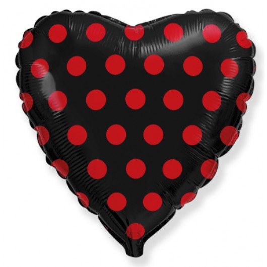 Купить Шар Сердце, Красные точки - магазин воздушных шариков