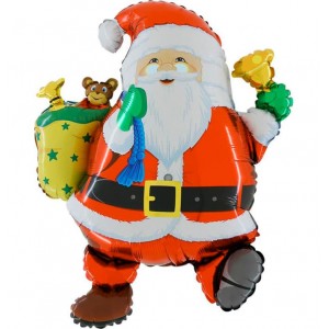 Шар Фигура, Забавный Дед Мороз, Красный, (30''/76 см)