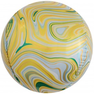 Шар 3D Сфера, Мраморная иллюзия, Желтый, Агат