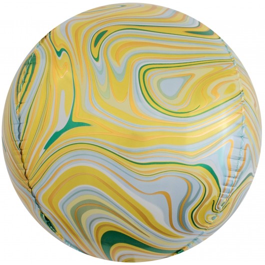 Купить Шар 3D Сфера, Мраморная иллюзия, Желтый, Агат - магазин воздушных шариков