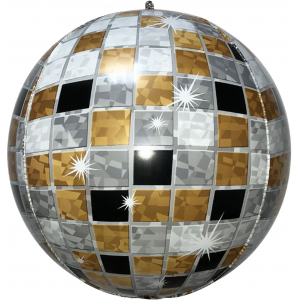 Шар 3D Сфера, Сверкающее диско Черный/Золото