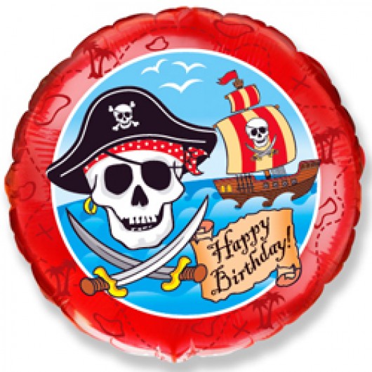 Купить Шар Круг С Днем Рождения пират - магазин воздушных шариков