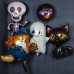 Купить Шар Круг, Веселый Хэллоуин (котенок и тыква), Фиолетовый - магазин воздушных шариков