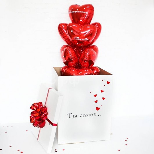 Купить Коробка с сердцами сюрприз - магазин воздушных шариков