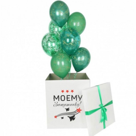 Купить Коробка сюрприз с шарами камуфляж - магазин воздушных шариков