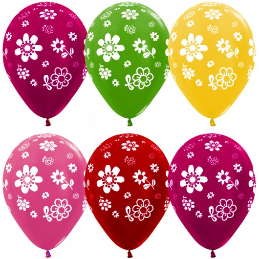 Купить Шарики Цветы, Ассорти, металлик - магазин воздушных шариков