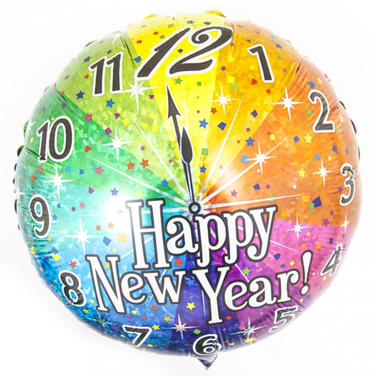 Купить Шар Круг, Новогодние часы Радужный - магазин воздушных шариков