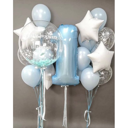 Купить Композиция баблс фонтан с цифрой - магазин воздушных шариков