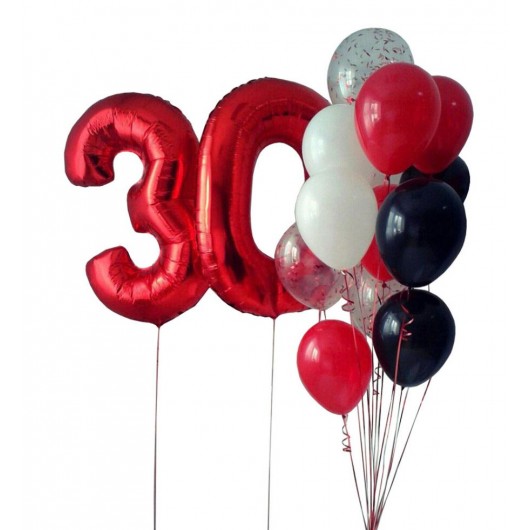 Купить Фонтан с цифрой 30 цвет красный - магазин воздушных шариков