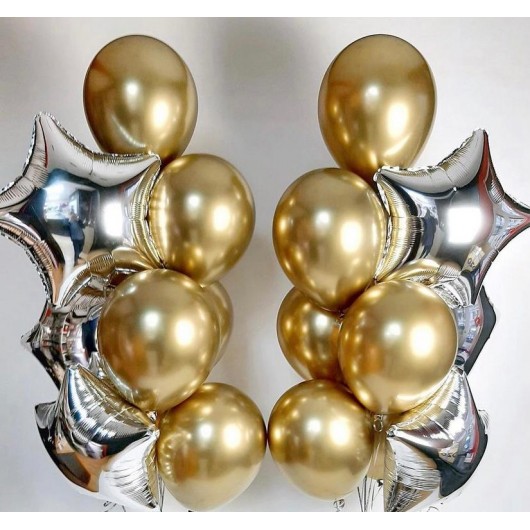 Купить Набор из воздушных шаров (золото серебро) - магазин воздушных шариков
