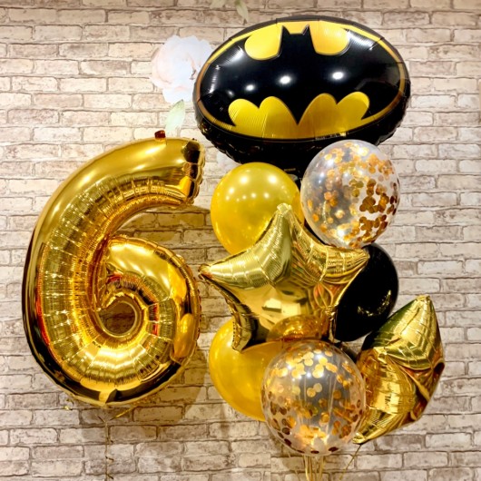 Купить Композиция из шаров бэтмен с цифрой - магазин воздушных шариков