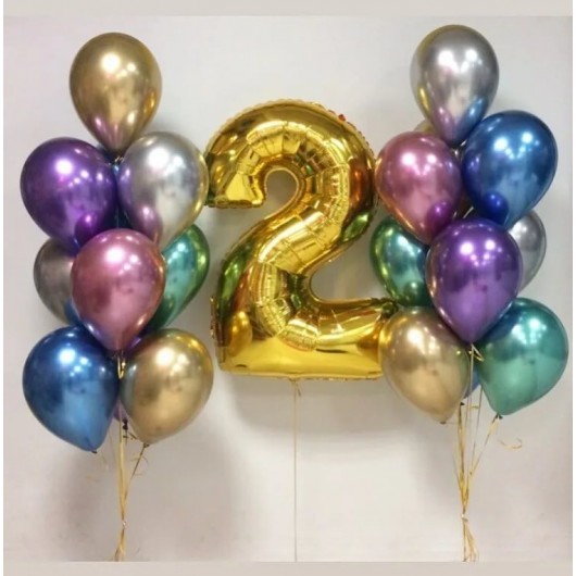 Купить Композиция из шаров на день рождения хром - магазин воздушных шариков