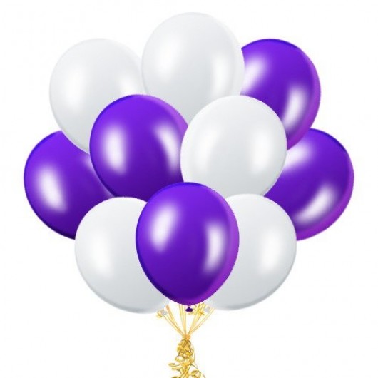 Купить Облако шаров белый (фиолетовый) - магазин воздушных шариков