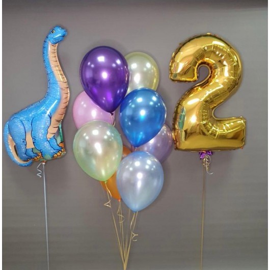 Купить Фонтан из шаров с динозавром (диплодок) - магазин воздушных шариков