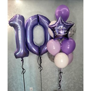 Композиция воздушных шаров с цифрой 10