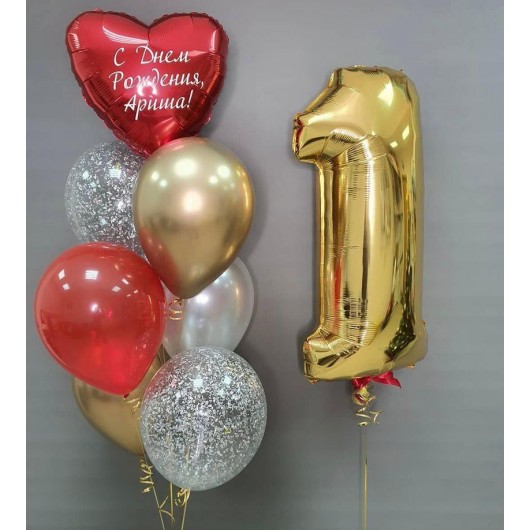 Купить Набор шаров с сердцем на день рождения - магазин воздушных шариков