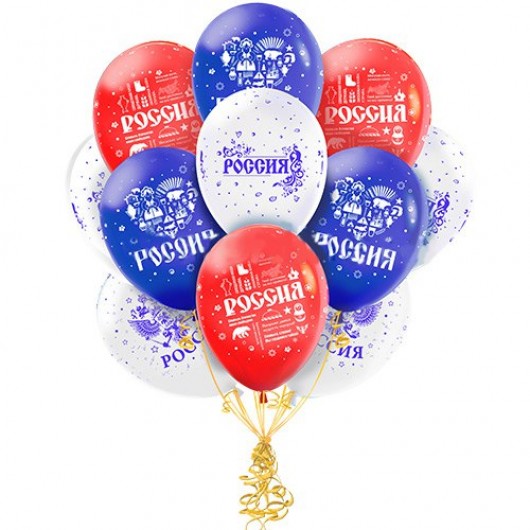 Купить Воздушный Шар (12''/30 см) Россия, Триколор - магазин воздушных шариков