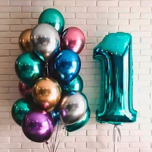 Фонтан из воздушных шаров на день рождения хром