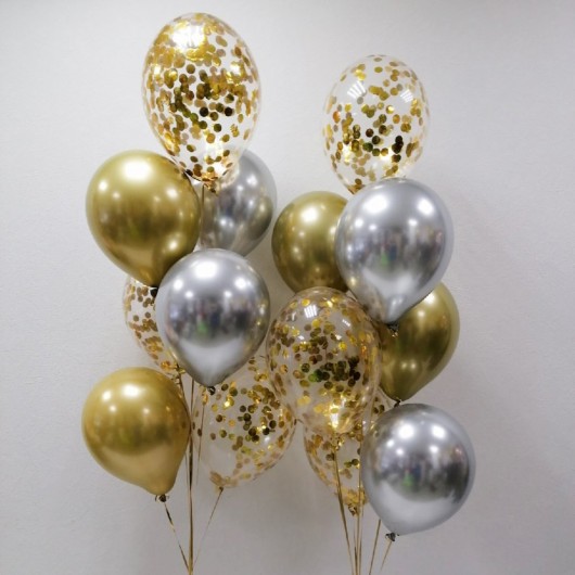 Купить Фонтан из шаров хром серебро и золото - магазин воздушных шариков