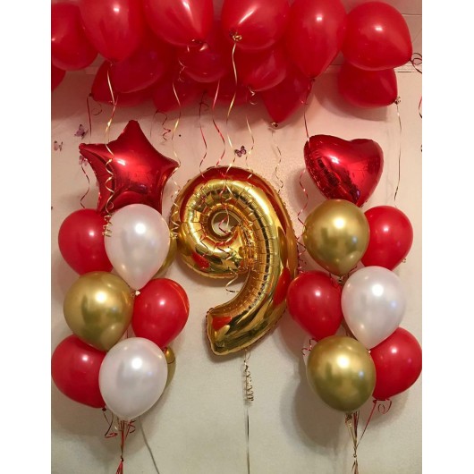 Купить Набор шаров на день рождения красный - магазин воздушных шариков