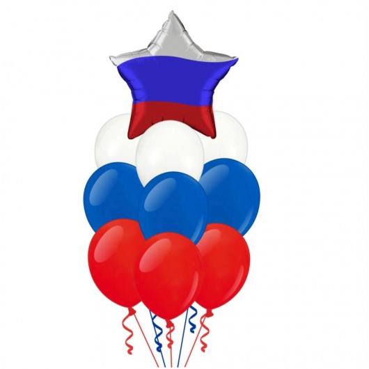 Купить Фонтан из шаров триколор со звездой - магазин воздушных шариков