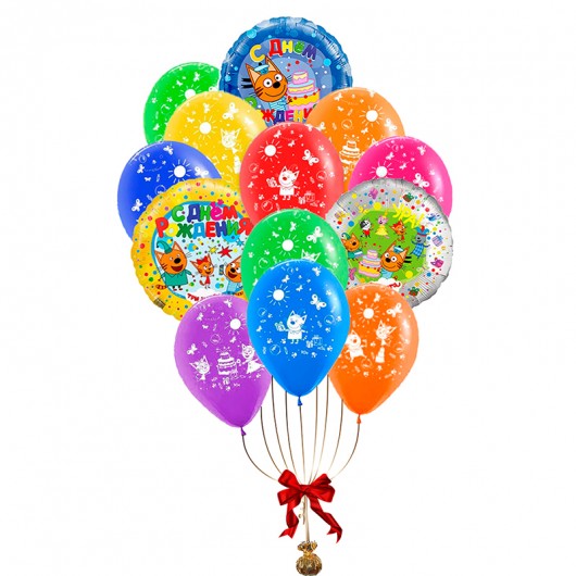 Купить Воздушные шарики (Три Кота) С Днем Рождения - магазин воздушных шариков