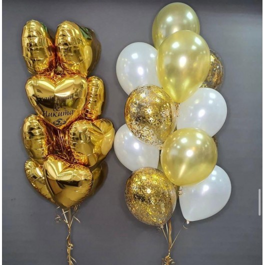 Купить Фонтан шаров с золотыми звездами - магазин воздушных шариков