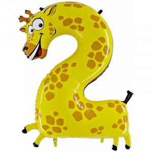 Шар цифра 2 Жираф (102 см) 