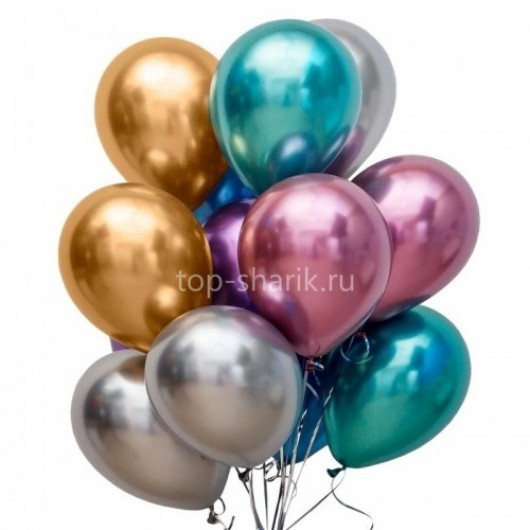Купить Облако шаров с гелием хром ассорти - магазин воздушных шариков