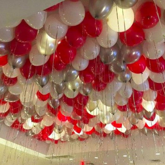 Купить Шары под потолок (красные, серебро, белые) - магазин воздушных шариков