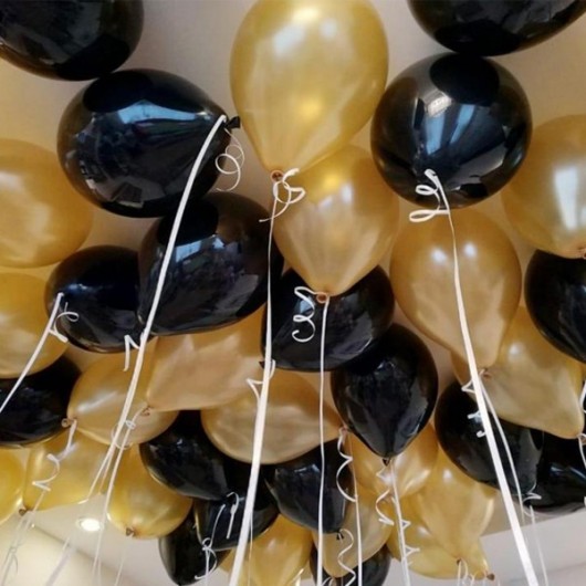 Купить Шары под потолок золото-черное - магазин воздушных шариков