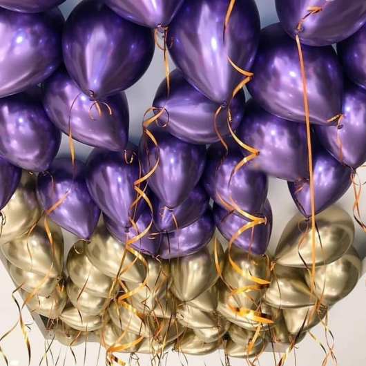 Купить Шары под потолок золото-фиолетовый хром - магазин воздушных шариков