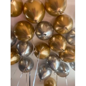 Воздушные шары под потолок (серебро золото хром)