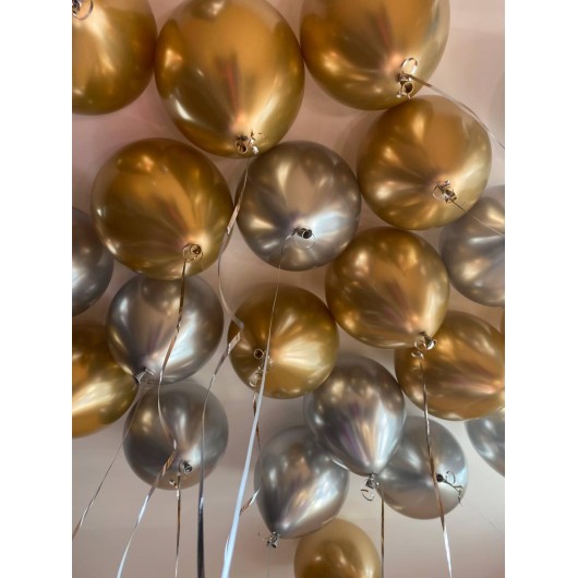 Купить Воздушные шары под потолок (серебро золото хром) - магазин воздушных шариков