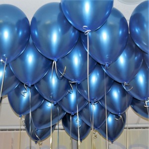 Воздушные шары под потолок хром синий