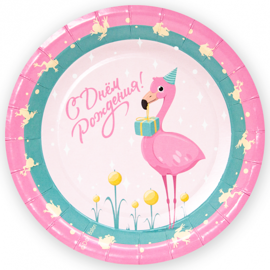Купить Тарелки Фламинго С Днем Рождения 6 шт. 23 см - магазин воздушных шариков
