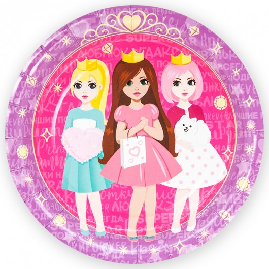 Купить Тарелки Куклы-принцессы 6 шт. 18 см - магазин воздушных шариков