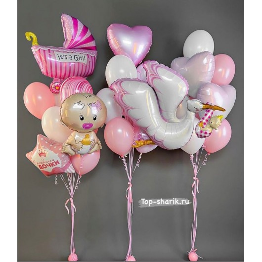 Купить Набор шаров на выписку для девочки - магазин воздушных шариков