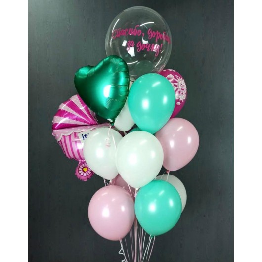 Купить Фонтан из воздушных шаров на выписку (девочка) - магазин воздушных шариков